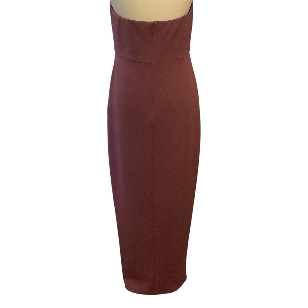 RICKI’S NWT MAUVE STRAPLESS DRESS WITH A CASCADING RUFFLE SLIT/ Size 8 - Picture 4 of 15